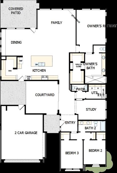 2D floor plan layout of this home in Meridian at Northpointe at Vistancia, Peoria, AZ (Image 5).