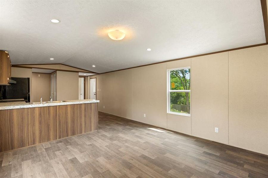 Living room into kitchem