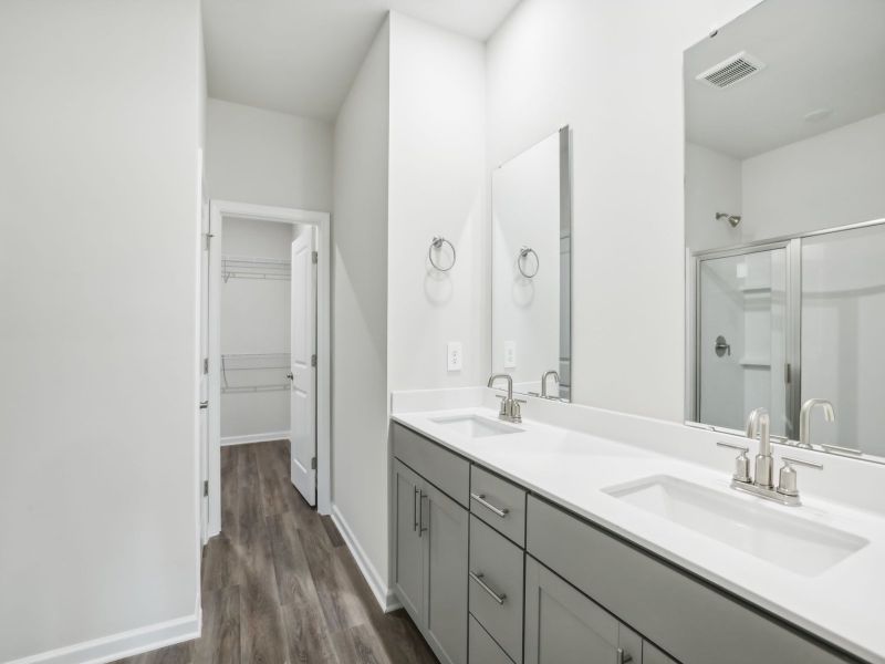 Primary bathroom in the Chandler floorplan at 253 White Birch Lane in Angier, NC.