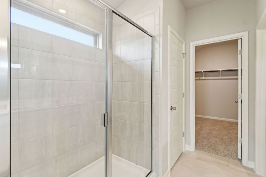 Primary suite bathroom in the Callaghan floorplan at a Meritage Homes community.