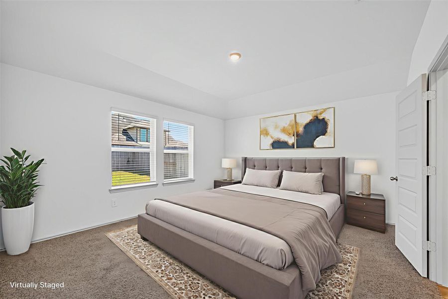 The primary bedroom features a private ensuite bath with a separate tub and shower. It’s tucked away at the rear of the home, offering added privacy and separation from the other bedrooms. The primary bedroom features a private ensuite bath with a separate tub and shower. It’s tucked away at the rear of the home, offering added privacy and separation from the other bedrooms.