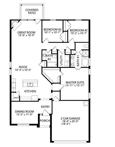 2D floor plan layout of this home in Baker Farms, Cleburne, TX (Image 5).