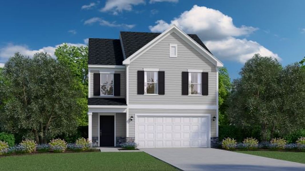 Front exterior of a new home in Victorywoods Village, Columbia, SC, highlighting curb appeal (Image 2). Front exterior of a new home in Victorywoods Village, Columbia, SC, highlighting curb appeal (Image 2).