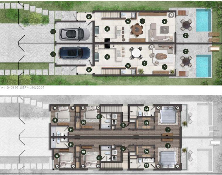2D floor plan layout of this home in , Miami, FL (Image 3).