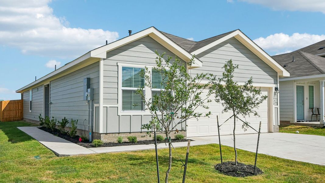 Front exterior of a new home in Durango, Mustang Ridge, TX, highlighting curb appeal (Image 2).