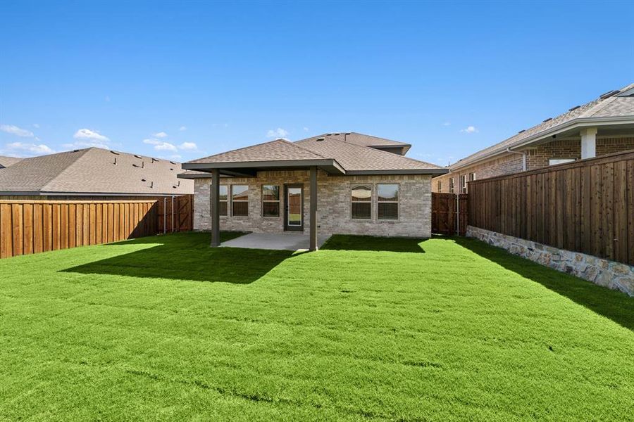 Exterior details and patio area of a home in Aspire at Noble Ridge, Howe (Image 25). Exterior details and patio area of a home in Aspire at Noble Ridge, Howe (Image 25).