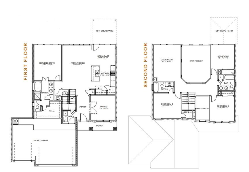 2D floor plan layout for the Madison 2434HS3CG by Saratoga Homes in Ashland, Angleton, TX (Image 2). 2D floor plan layout for the Madison 2434HS3CG by Saratoga Homes in Ashland, Angleton, TX (Image 2).