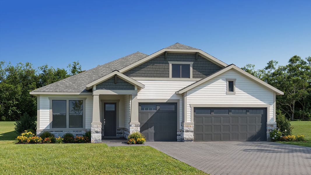 Representative exterior photo of a completed home built from the 2659MC by MasterCraft Builder Group in SilverLeaf, St. Augustine, FL (Image 6).