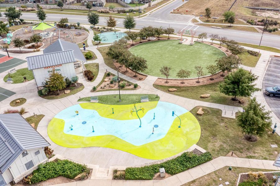 Aerial view of a pool area