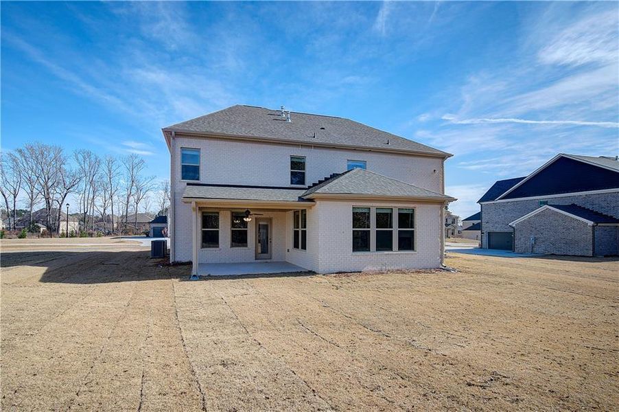 Exterior details and patio area of a home in Cambria at Traditions, Hampton (Image 3).