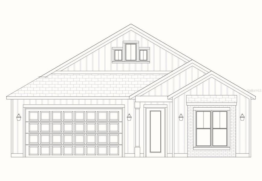 Exterior rendering of this home design in Fairway Pointe at West End, Newberry, FL (Image 2). Exterior rendering of this home design in Fairway Pointe at West End, Newberry, FL (Image 2).