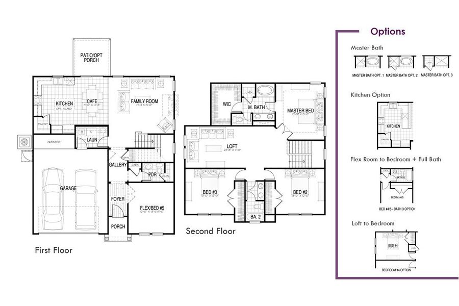 2D floor plan layout of this home in The Meadows at Midway, Anderson, SC (Image 2).