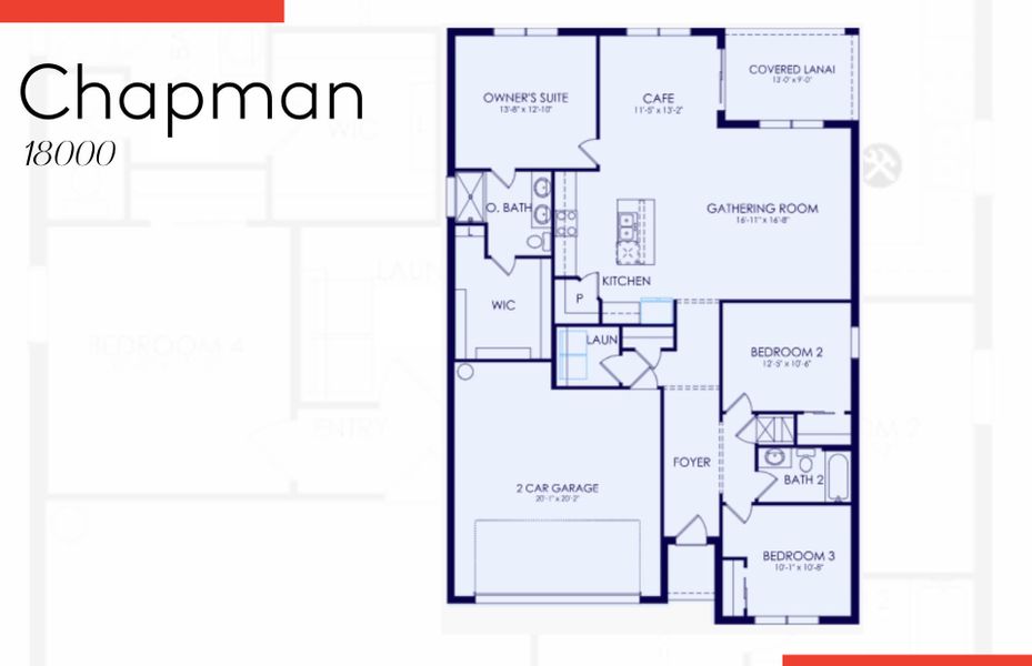 2D floor plan layout of this home in Whispering Lakes, Lehigh Acres, FL (Image 3).