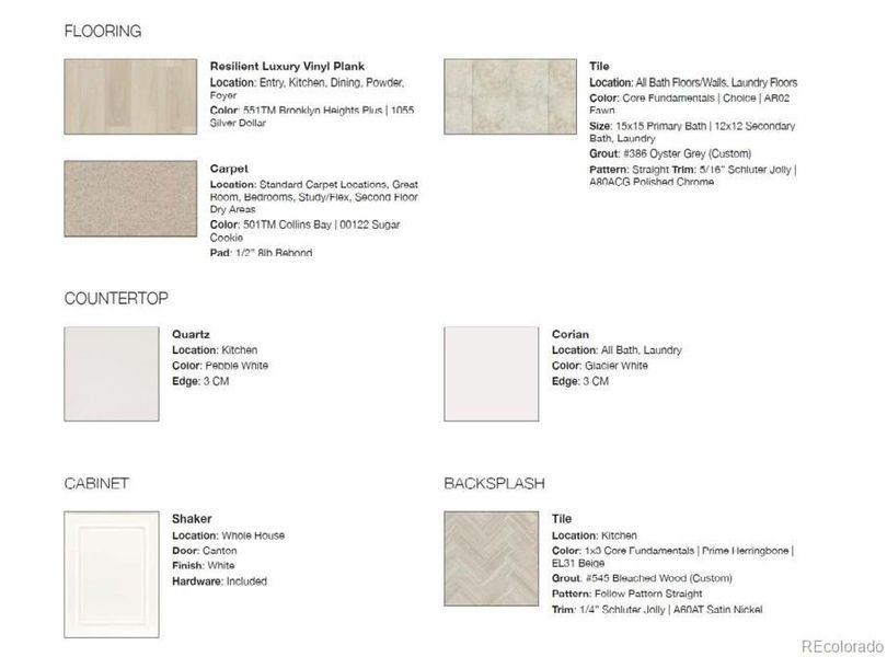 Design Selections. Home is currently under construction, selections subject to change.