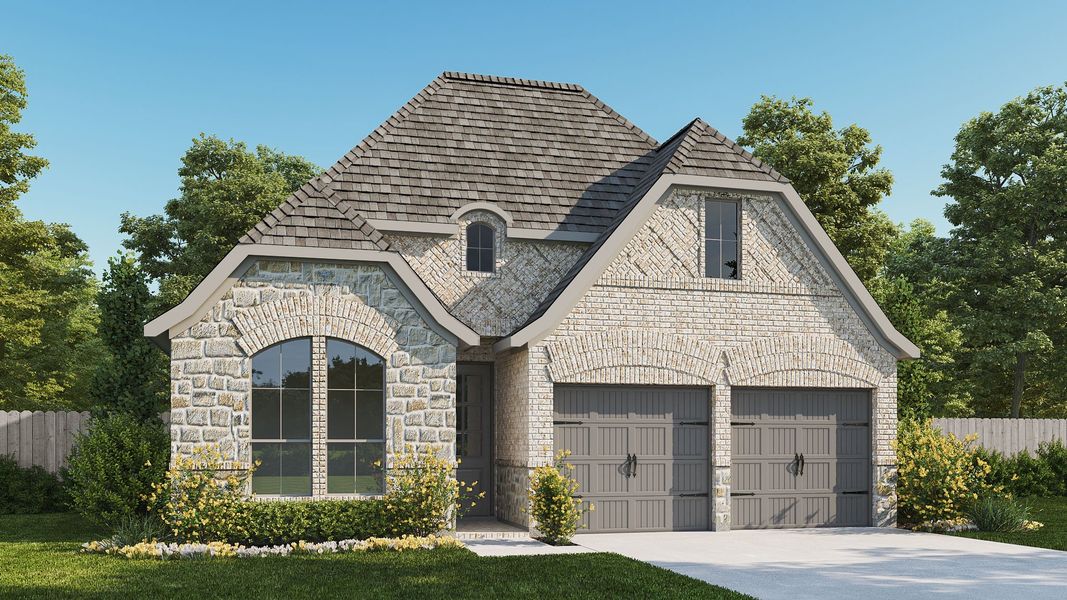 Representative exterior photo of a completed home built from the 2188W by Perry Homes in Juniper Springs, Lockhart, TX (Image 7).