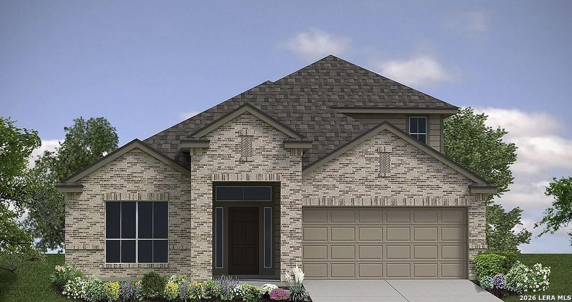 Front exterior of a new home in Copper Canyon, Bulverde, TX, highlighting curb appeal (Image 1). Front exterior of a new home in Copper Canyon, Bulverde, TX, highlighting curb appeal (Image 1).