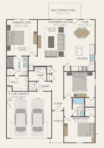 2D floor plan layout of this home in Skyview, Belton, TX (Image 2). 2D floor plan layout of this home in Skyview, Belton, TX (Image 2).