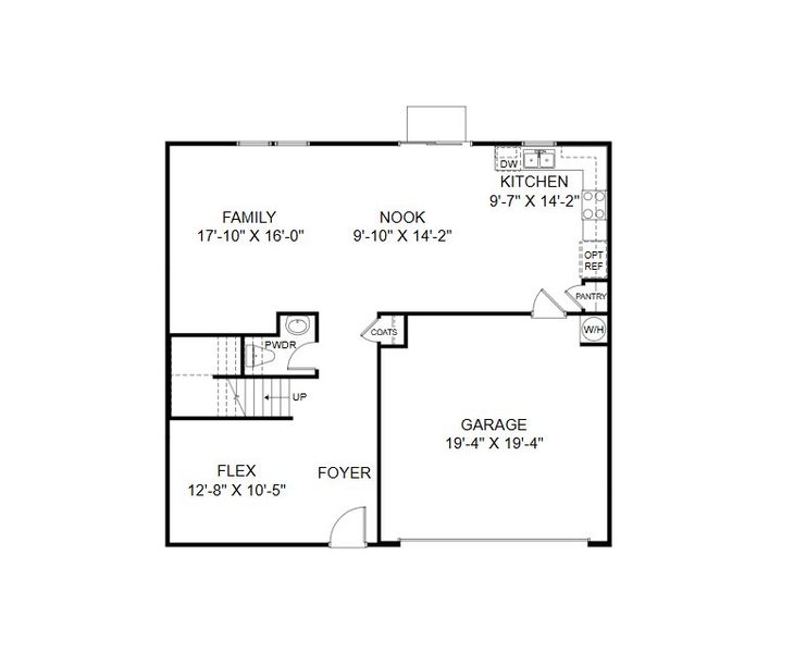 2D floor plan layout for the Edison by HHHunt Homes LLC in Oak Meadow, Angier, NC (Image 14).