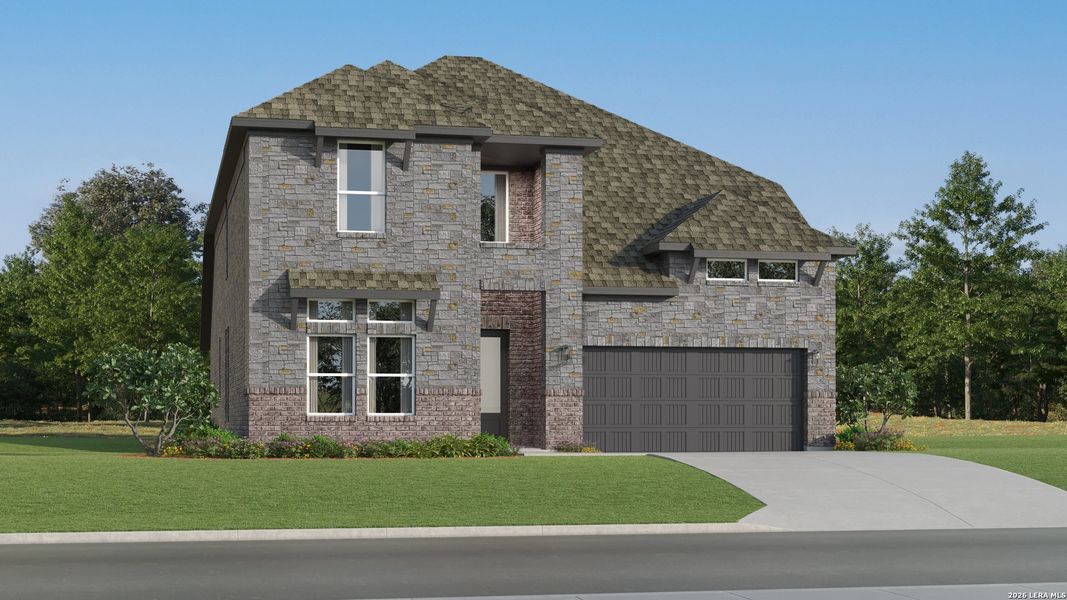 Front exterior of a new home in Brookmill, San Antonio, TX, highlighting curb appeal (Image 2). Front exterior of a new home in Brookmill, San Antonio, TX, highlighting curb appeal (Image 2).