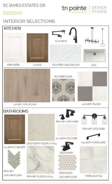 Sample of building materials used in homes in The Estates at James Lane, Fulshear (Image 15).