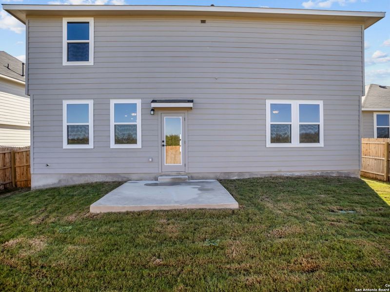 Exterior details and patio area of a home in Horizon Pointe, Converse (Image 4).