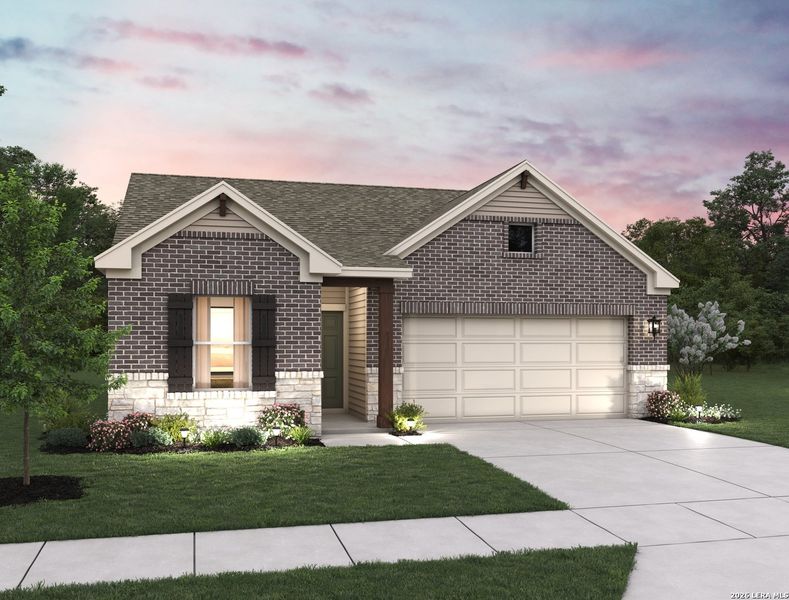 Front exterior of a new home in The Wilder, Adkins, TX, highlighting curb appeal (Image 1). Front exterior of a new home in The Wilder, Adkins, TX, highlighting curb appeal (Image 1).