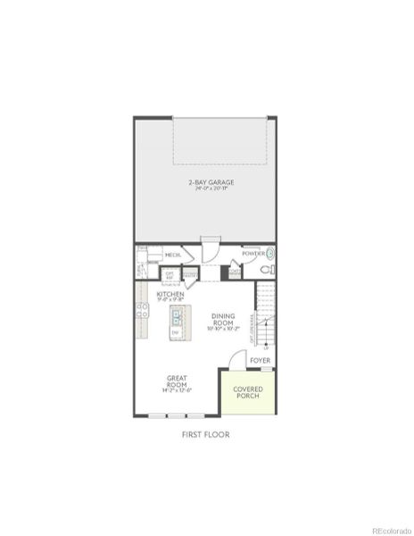 2D floor plan layout of this home in Westside Crossing Townhomes, Berthoud, CO (Image 5).