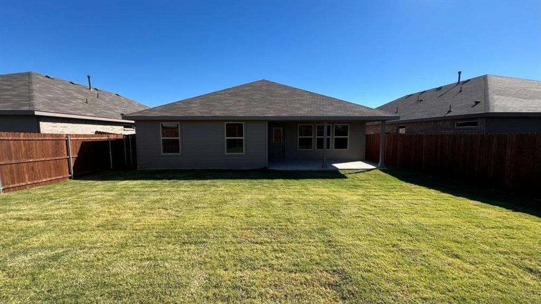 Backyard- All Home and community information, including pricing, included features, terms, availability and amenities, are subject to change at any time without notice or obligation. All Drawings, pictures, photographs, video, square footages, floor plans, elevations, features, colors and sizes are approximate for illustration purposes only and will vary from the homes as built.