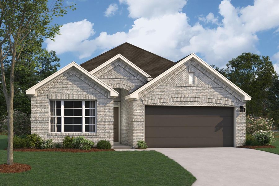 Front exterior of a new home in Miller's Pond, Rosenberg, TX, highlighting curb appeal (Image 1). Front exterior of a new home in Miller's Pond, Rosenberg, TX, highlighting curb appeal (Image 1).