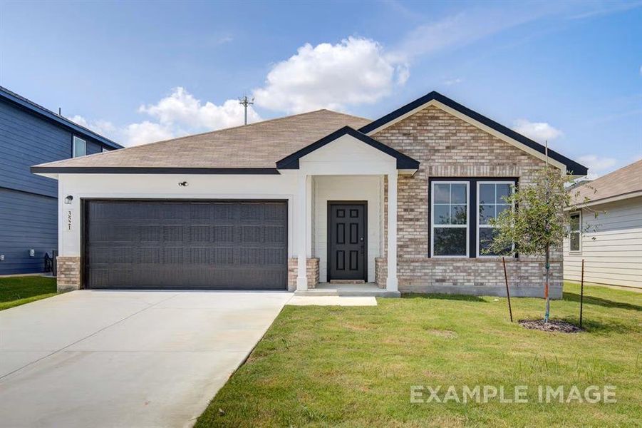 Front exterior of a new home in Hannah Heights, Seguin, TX, highlighting curb appeal (Image 22).