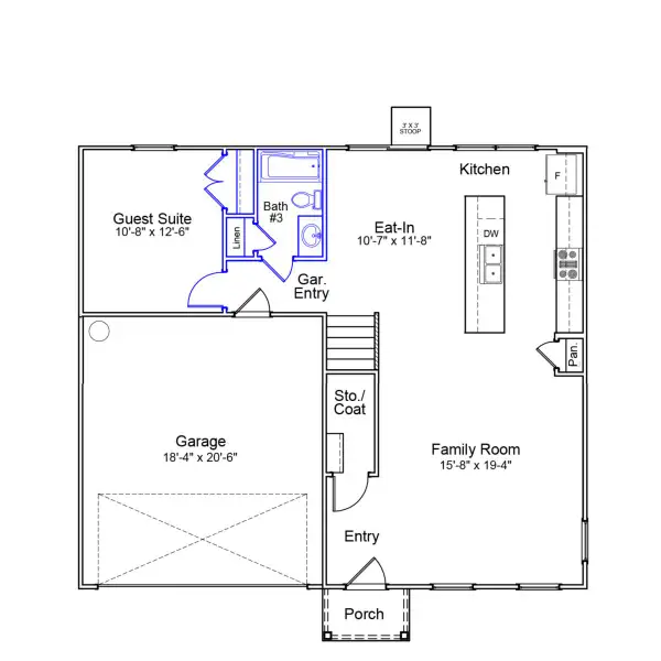 2D floor plan layout of this home in Langdon Preserve, Angier, NC (Image 2). 2D floor plan layout of this home in Langdon Preserve, Angier, NC (Image 2).