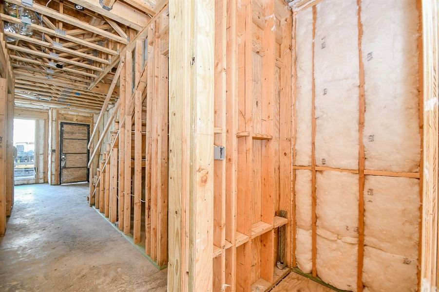 Elevator shaft for future elevator installation.  Now framed to be used as a closet.