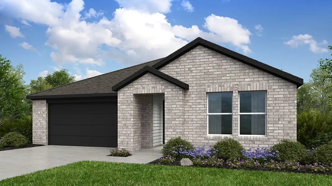 Front exterior of a new home in Emory Crossing 50s, Hutto, TX, highlighting curb appeal (Image 2). Front exterior of a new home in Emory Crossing 50s, Hutto, TX, highlighting curb appeal (Image 2).