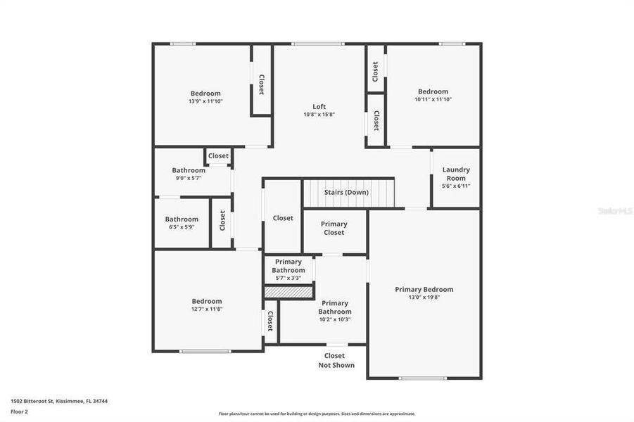 2D floor plan layout of this home in Kindred, Kissimmee, FL (Image 5).