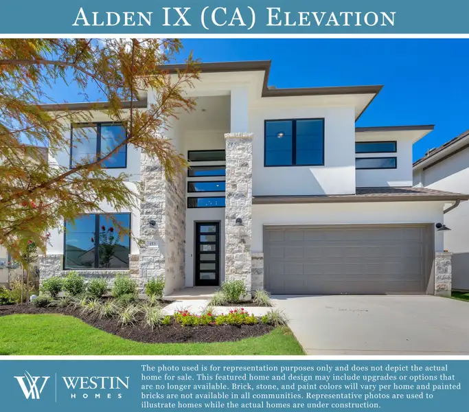 Representative exterior photo of a completed home built from the The Alden IX by Westin Homes in Lakeside at Tessera - 50', Lago Vista, TX (Image 15).