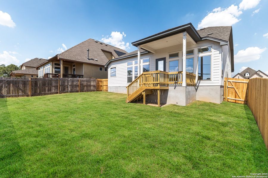 Exterior details and patio area of a home in The Enclave at Potranco Oaks, Castroville (Image 4).