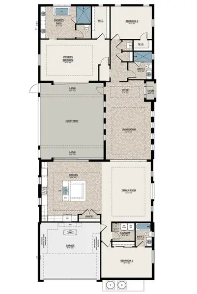 2D floor plan layout of this home in Aqua, Bradenton, FL (Image 3).