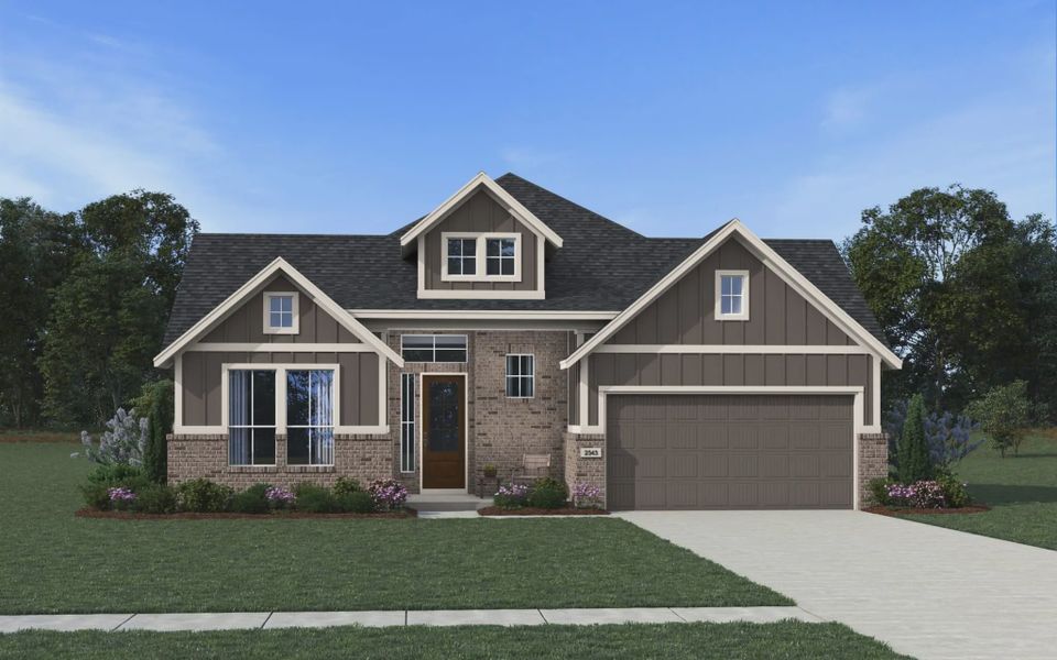 Representative exterior photo of a completed home built from the Brenner by Chesmar Homes in Esperanza 60's, Boerne, TX (Image 9).