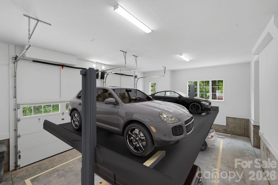 Garage staged with 4-point lifts