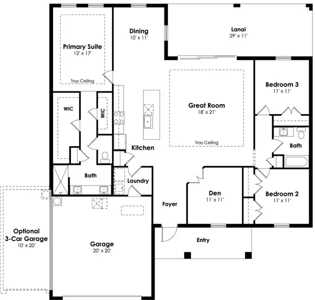 2D floor plan layout for the Grand Cayman II by Christopher Alan Homes in Palm Bay, Palm Bay, FL (Image 3).