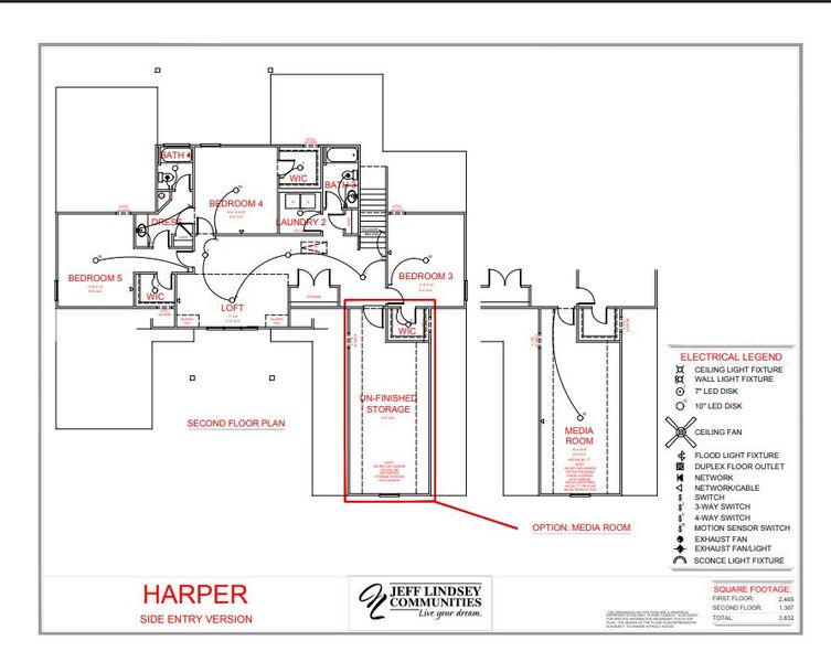 2D floor plan layout for the Harper F by Jeff Lindsey Communities in Bernhard Farms, Fayetteville, GA (Image 3).