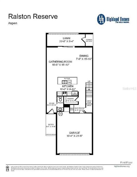 2D floor plan layout of this home in Ralston Reserve at Siena, St. Cloud, FL (Image 3).