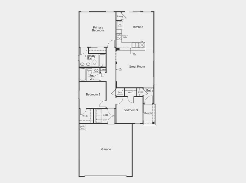 2D floor plan layout for the Plan 1221 by KB Home in Seaton Hollow, Jacksonville, FL (Image 3).