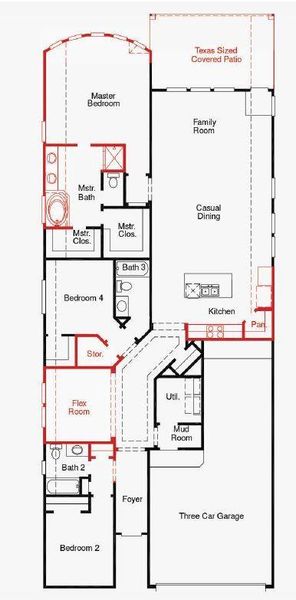 2D floor plan layout of this home in The Highlands, Porter, TX (Image 5).