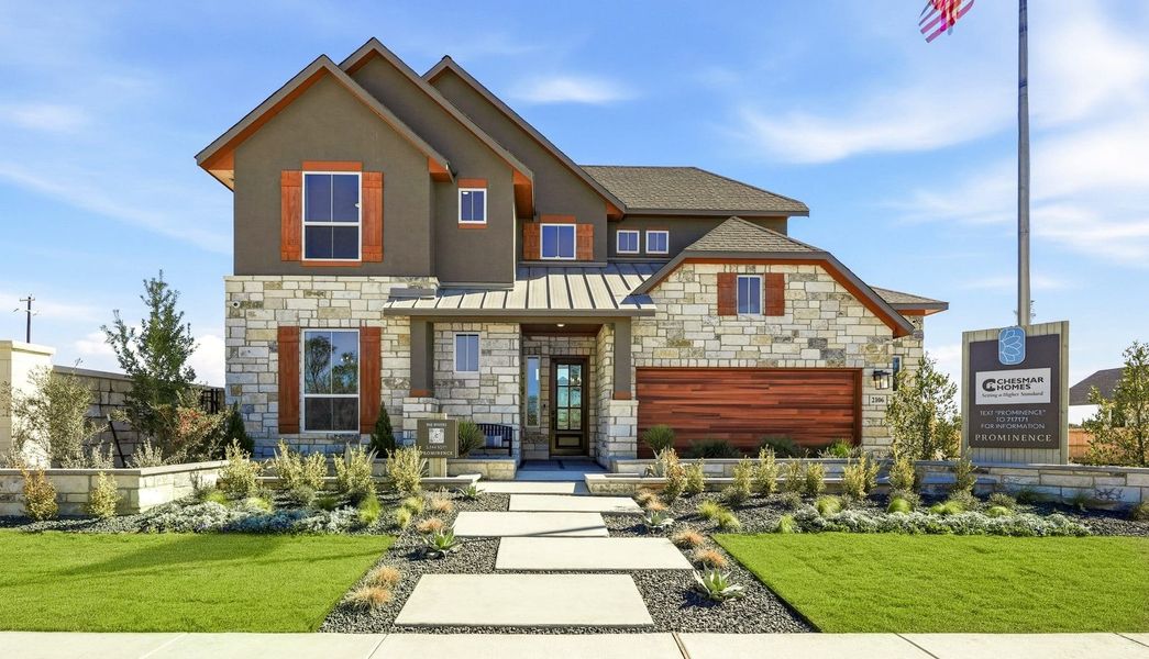 Representative exterior photo of a completed home built from the Rivers – 60/65’s by Chesmar Homes in Prominence, San Antonio, TX (Image 11). Representative exterior photo of a completed home built from the Rivers – 60/65’s by Chesmar Homes in Prominence, San Antonio, TX (Image 11).