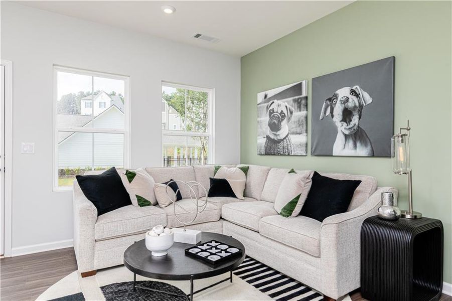 Furnished interior view inside a new home in Westside Bend at Proctor Creek Townhomes, Atlanta (Image 5). Furnished interior view inside a new home in Westside Bend at Proctor Creek Townhomes, Atlanta (Image 5).
