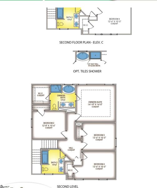 2D floor plan layout of this home in Shiloh Trail, Wellford, SC (Image 4).