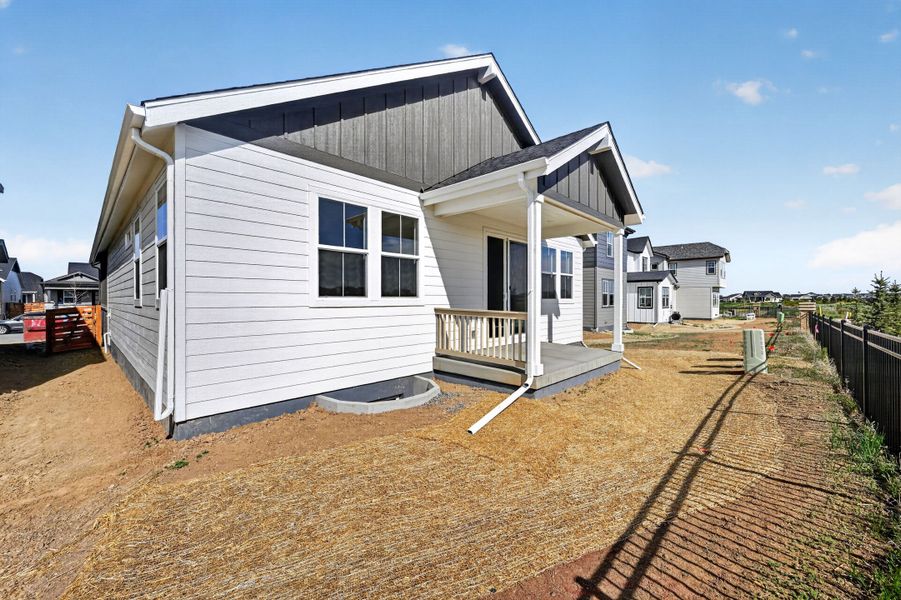 Exterior details and patio area of a home in The Aurora Highlands, Aurora (Image 14).