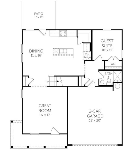 2D floor plan layout for the Hargrove - Single Family Homes by Dream Finders Homes in Shiloh Woods, Smithfield, NC (Image 3).