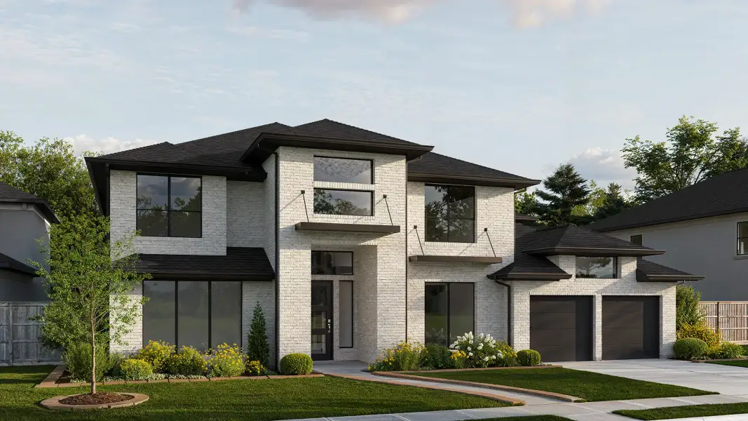 Front exterior of a new home in Parkside on the River West, Georgetown, TX, highlighting curb appeal (Image 1). Front exterior of a new home in Parkside on the River West, Georgetown, TX, highlighting curb appeal (Image 1).